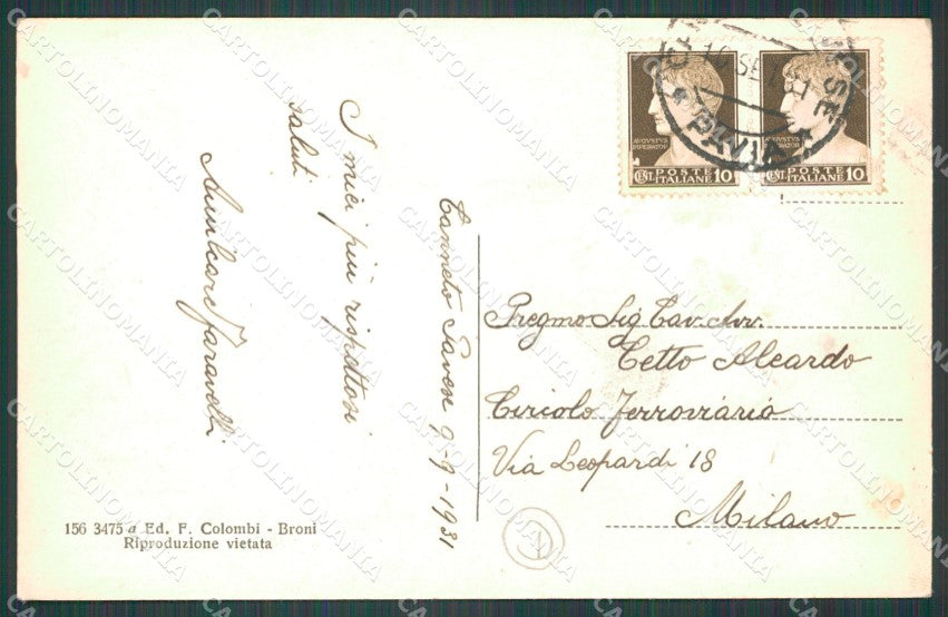 Pavia Broni cartolina QT0117 – retro