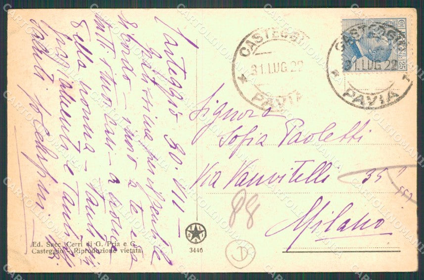 Pavia Casteggio PIEGHINA cartolina QT0163 – retro