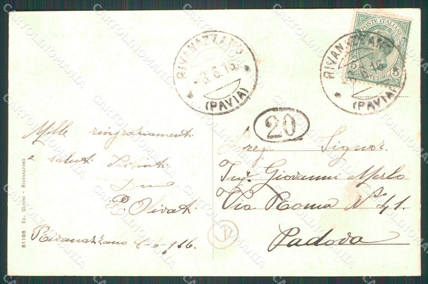 Pavia Rivanazzano Terme cartolina QT0168 – retro