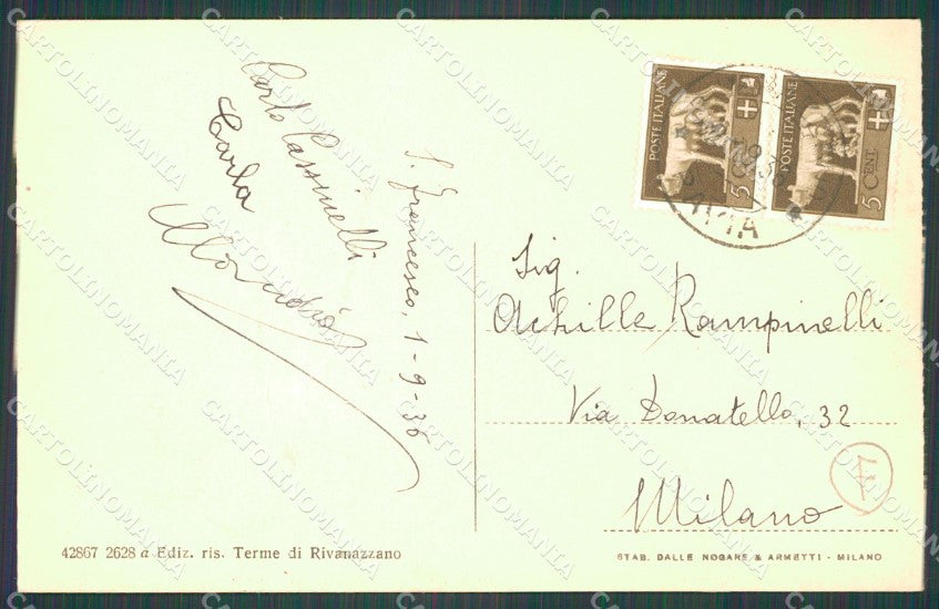 Pavia Rivanazzano Terme Comune PIEGA cartolina QT0175 – retro