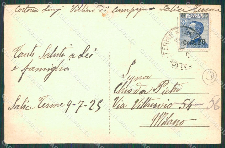 Pavia Godiasco Salice Terme PIEGHINA cartolina QT0200 – retro