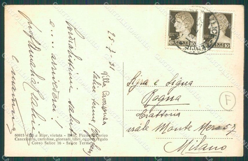 Pavia Godiasco Salice Terme cartolina QT0230 – retro