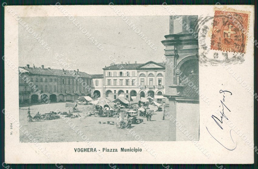 Pavia Voghera Mercato Municipio PIEGA cartolina QT0331 – fronte
