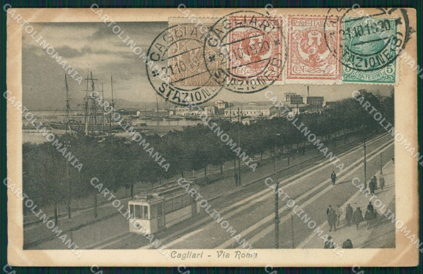 Cagliari Città Tram MACCHIE cartolina QT0459 – fronte