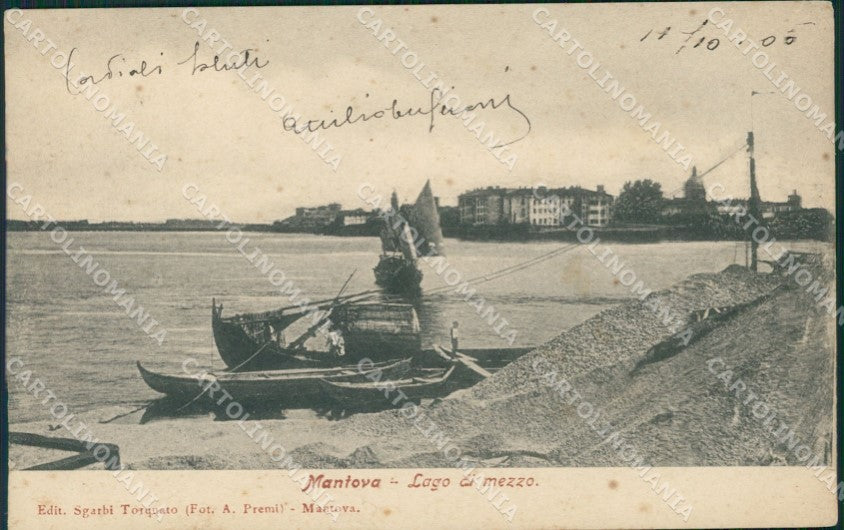 Mantova lago di mezzo Barca PIEGHINE cartolina QT0538 – fronte