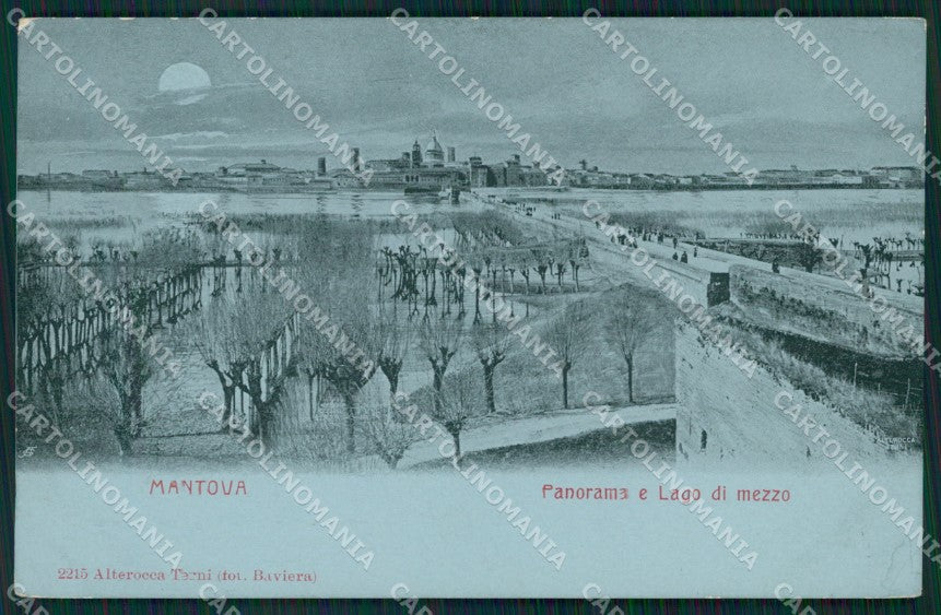 Mantova lago di mezzo Chiaro di Luna Alterocca 2215 cartolina QT0568 – fronte