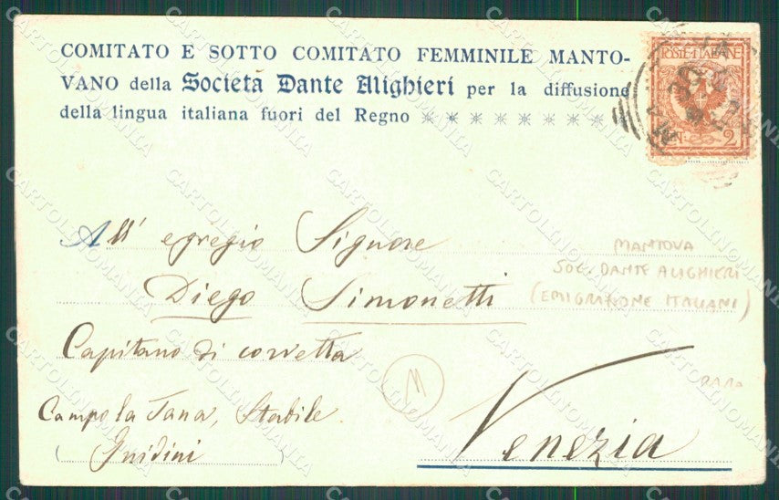 Mantova Città Società Dante Alighieri cartolina QT0673 – retro