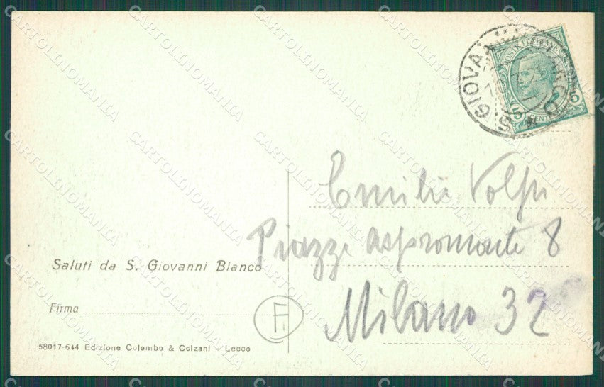 Bergamo San Giovanni Bianco cartolina QT0703 – retro