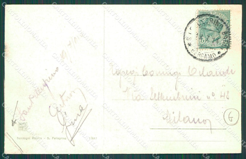 Bergamo San Pellegrino Funicolare PIEGA cartolina QT0705 – retro