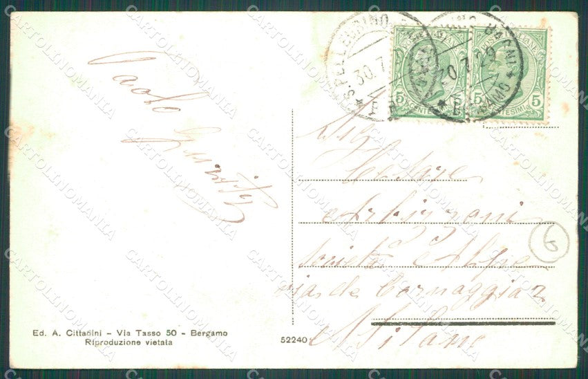 Bergamo San Pellegrino Funicolare MACCHIA PIEGA cartolina QT0707 – retro