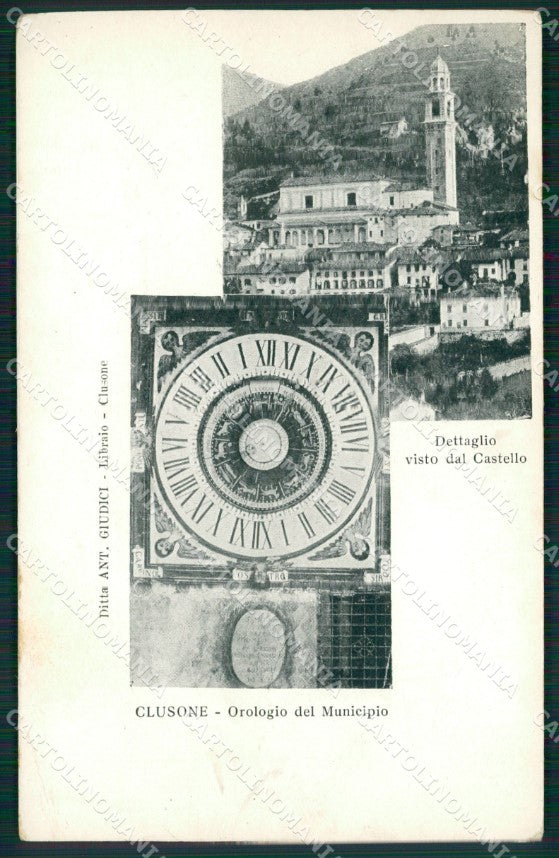 Bergamo Clusone Orologio del Municipio PIEGHINA cartolina QT0723 – fronte