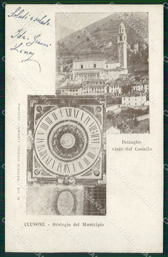 Bergamo Clusone Orologio del Municipio cartolina QT0736 – fronte