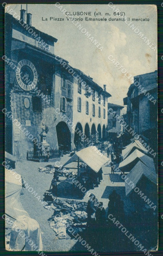 Bergamo Clusone Mercato PIEGA cartolina QT0760 – fronte