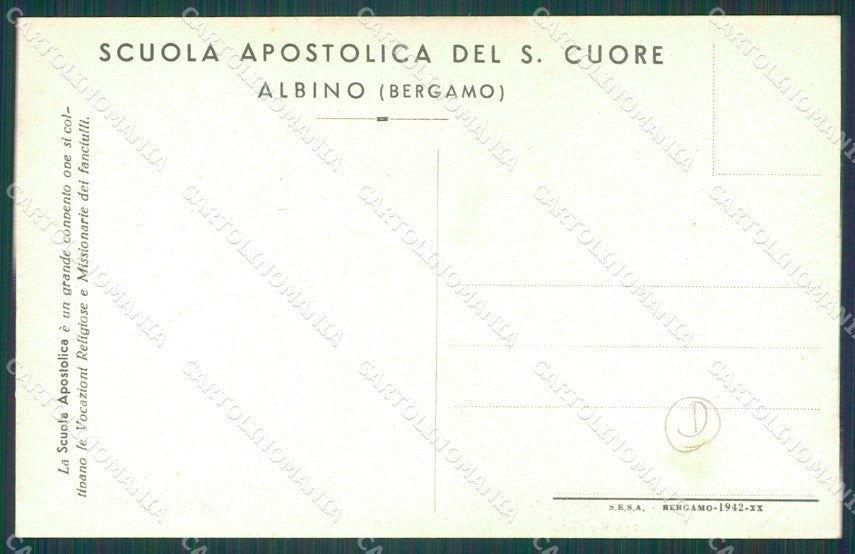 Bergamo Albino Scuola Apostolica del Sacro Cuore cartolina QT0761 – retro