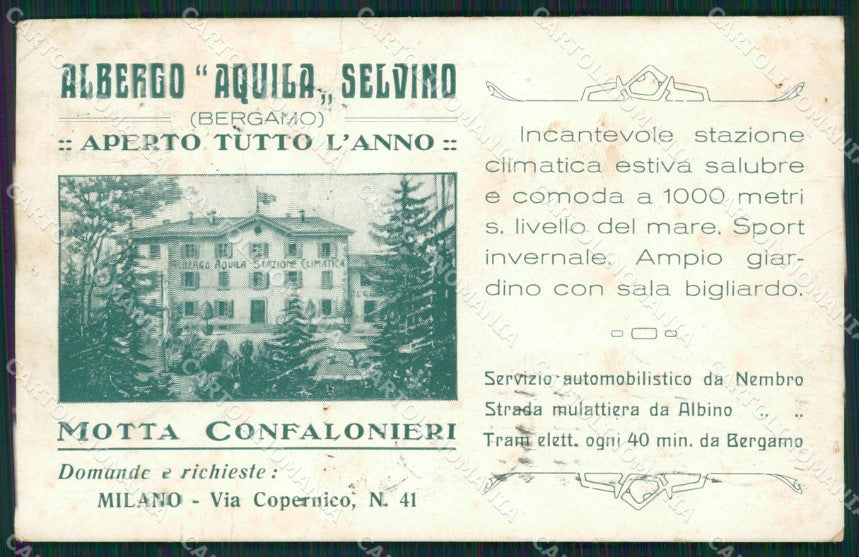 Bergamo Selvino Pubblicitaria cartolina QT0774 – fronte