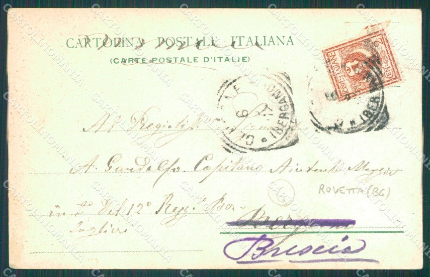 Bergamo Rovetta Militari Bersaglieri PIEGA cartolina QT0799 – retro