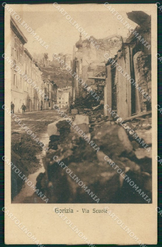 Gorizia Città Scuola Rovine Guerra cartolina QT1001 – fronte