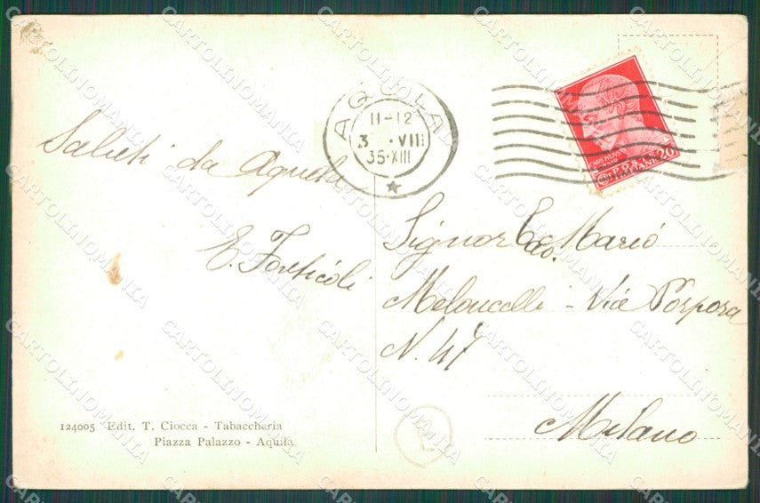 L'Aquila Città ONB Balilla Fascismo PIEGA cartolina QT1054 – retro