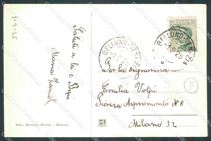 Belluno città Saluti da cartolina QT1113 – retro