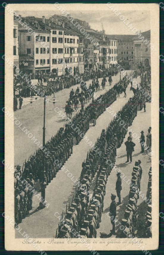 Belluno città Parata Militare Militari PIEGA cartolina QT1119 – fronte