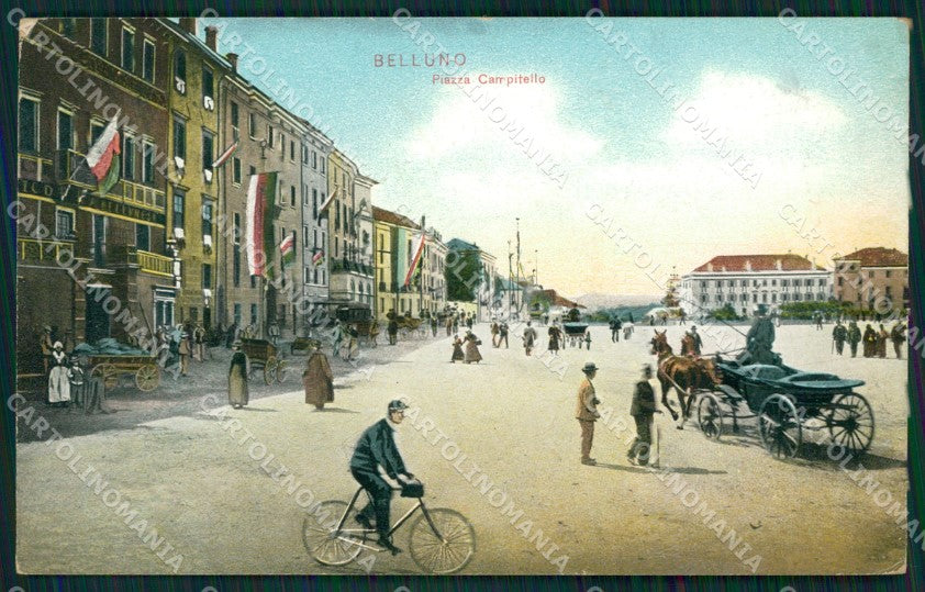 Belluno città Carrozza PIEGA cartolina QT1129 – fronte