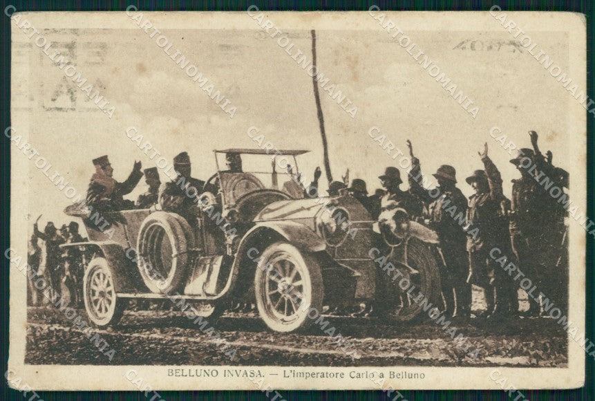 Belluno città Imperatore Carlo Auto Militari FORI cartolina QT1150 – fronte