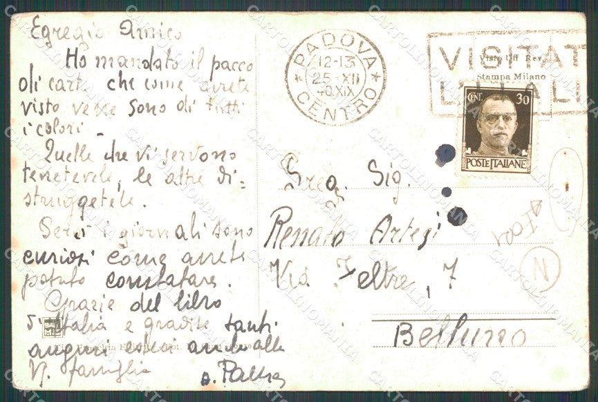 Belluno città Imperatore Carlo Auto Militari FORI cartolina QT1150 – retro