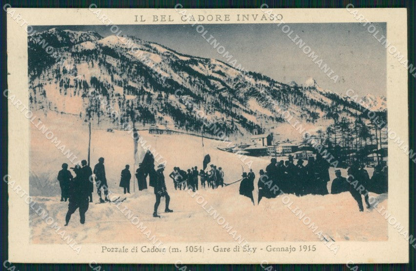 Belluno Pozzale di Cadore Nevicata Gare di Sci cartolina QT1208 – fronte