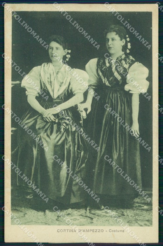 Belluno Cortina d'Ampezzo Costumi PIEGHINA cartolina QT1219 – fronte