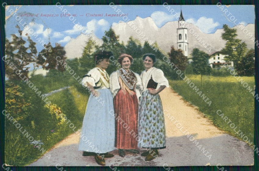 Belluno Cortina d'Ampezzo Costumi PIEGHE cartolina QT1227 – fronte