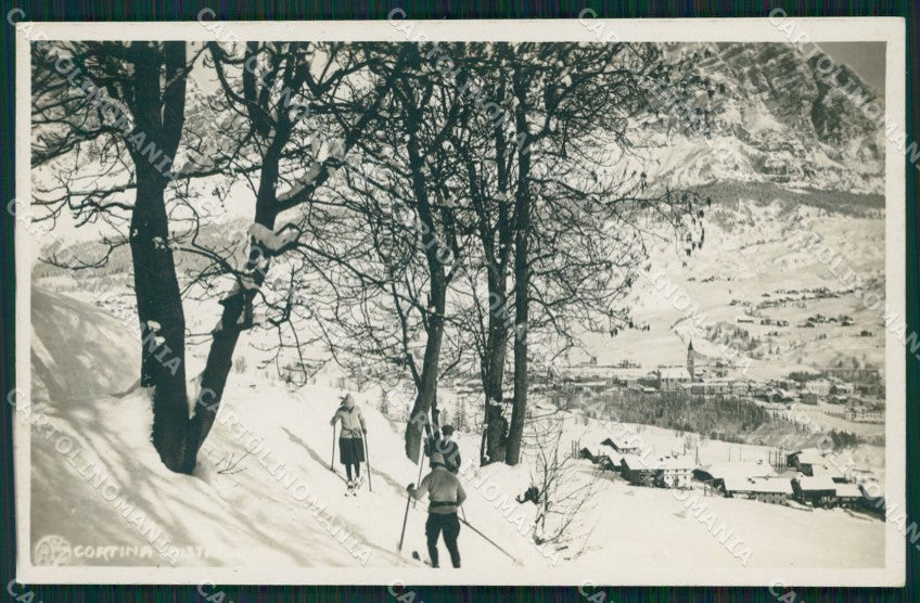 Belluno Cortina d'Ampezzo Nevicata Sci Foto cartolina QT1231 – fronte