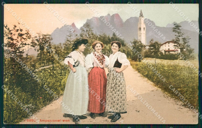 Belluno Cortina d'Ampezzo Costumi cartolina QT1233 – fronte