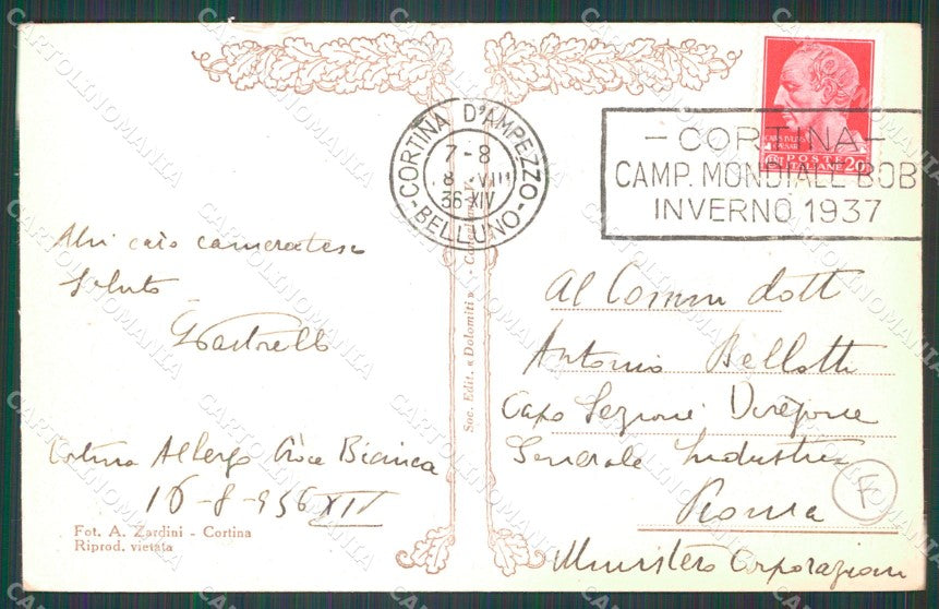 Belluno Cortina d'Ampezzo Auto cartolina QT1239 – retro