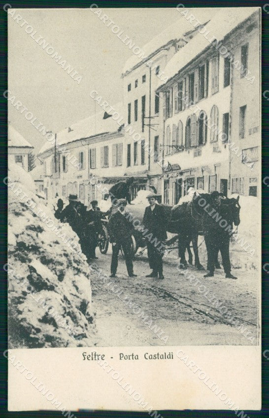 Belluno Feltre Nevicata Carretto cartolina QT1281 – fronte