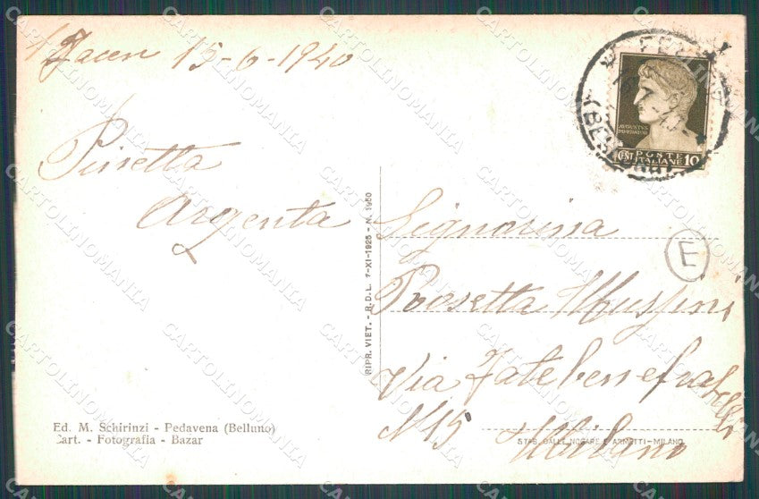 Belluno Pedavena Saluti da cartolina QT1309 – retro