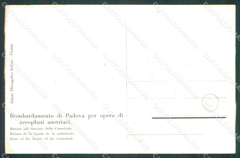Padova Città Rovine Guerra cartolina QT1370 – retro