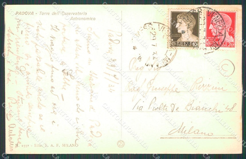 Padova Città Osservatorio Astronomico Barca cartolina QT1372 – retro