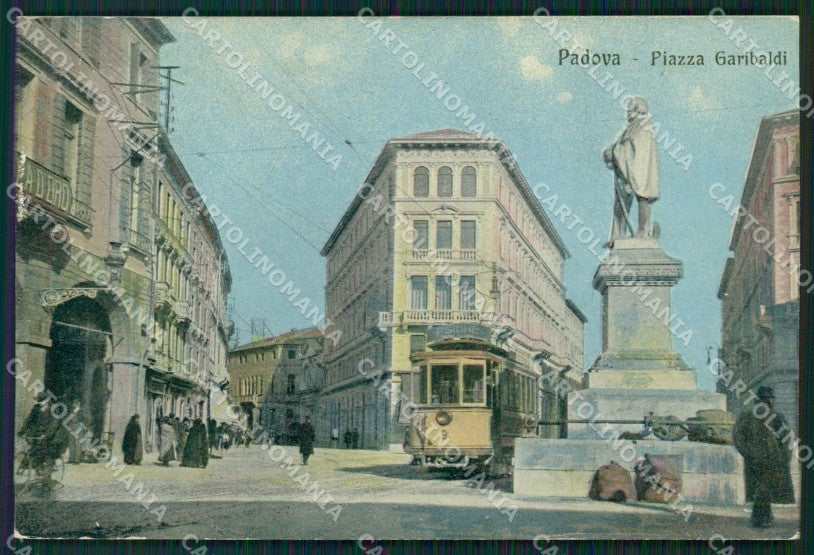 Padova Città Garibaldi Tram RIFILATA cartolina QT1491 – fronte