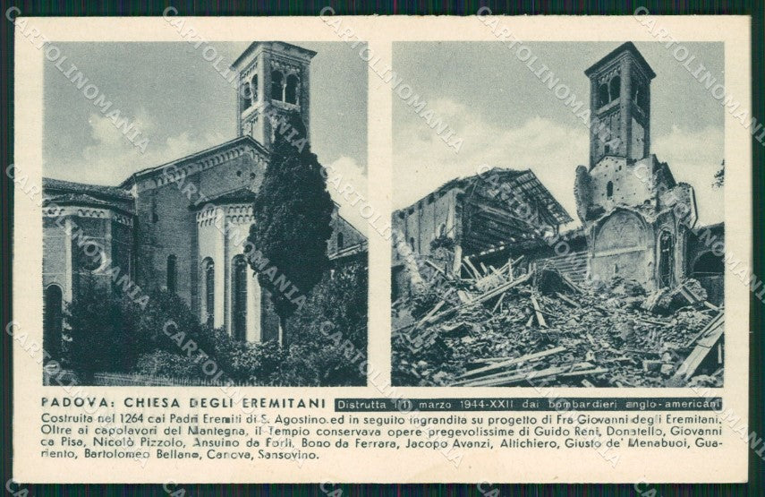 Padova Città Chiesa Eremitari Rovine Guerra RSI cartolina QT1574 – fronte