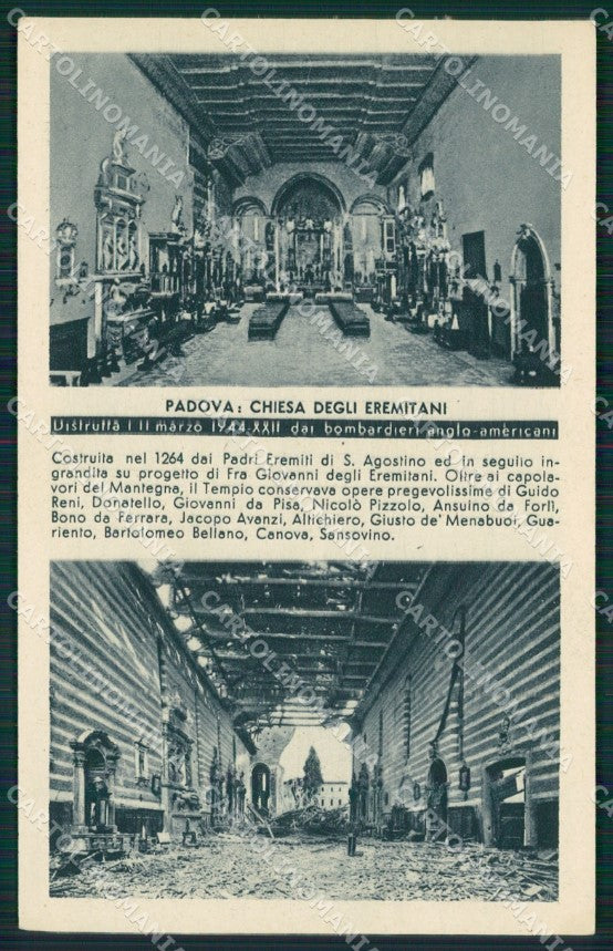 Padova Città Chiesa Eremitari Rovine Guerra RSI cartolina QT1575 – fronte
