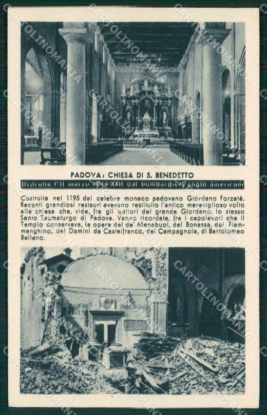 Padova Città Chiesa San Benedetto Rovine Guerra RSI cartolina QT1576 – fronte
