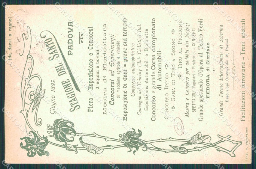 Padova Città Festa del Santo 1899 cartolina QT1582 – retro