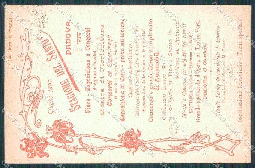Padova Città Fiera del Santo 1899 cartolina QT1586 – retro