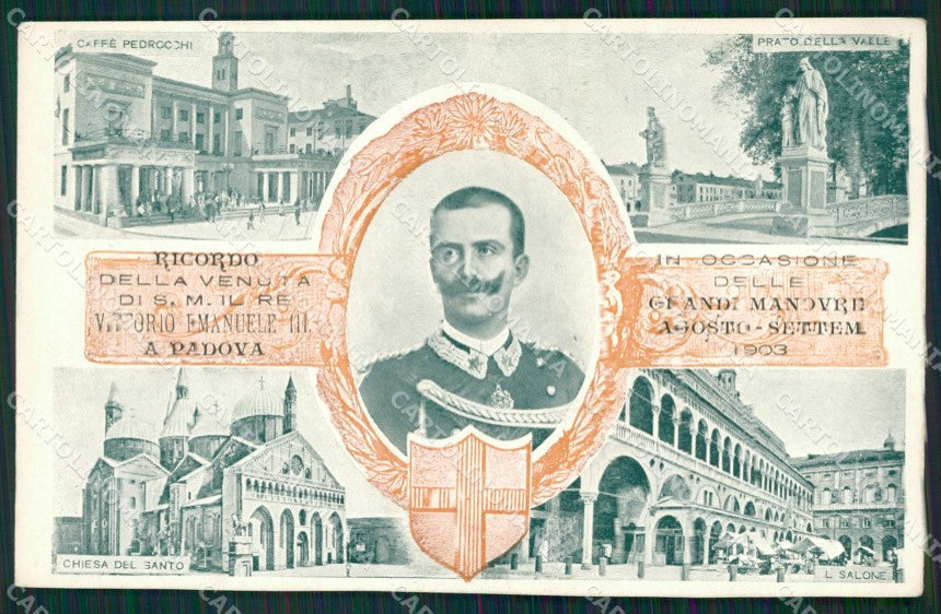 Padova Città Savoia Ricordo Grandi Manovre 1903 cartolina QT1612 – fronte