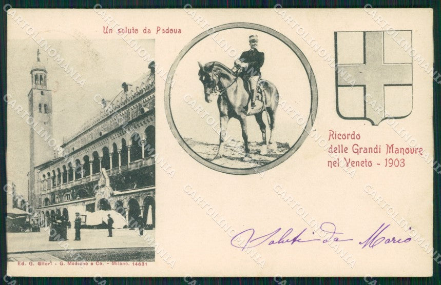 Padova Città Savoia Ricordo Grandi Manovre 1903 cartolina QT1614 – fronte
