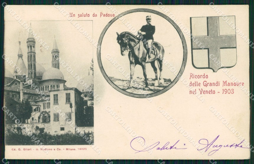 Padova Città Savoia Ricordo Grandi Manovre 1903 cartolina QT1615 – fronte