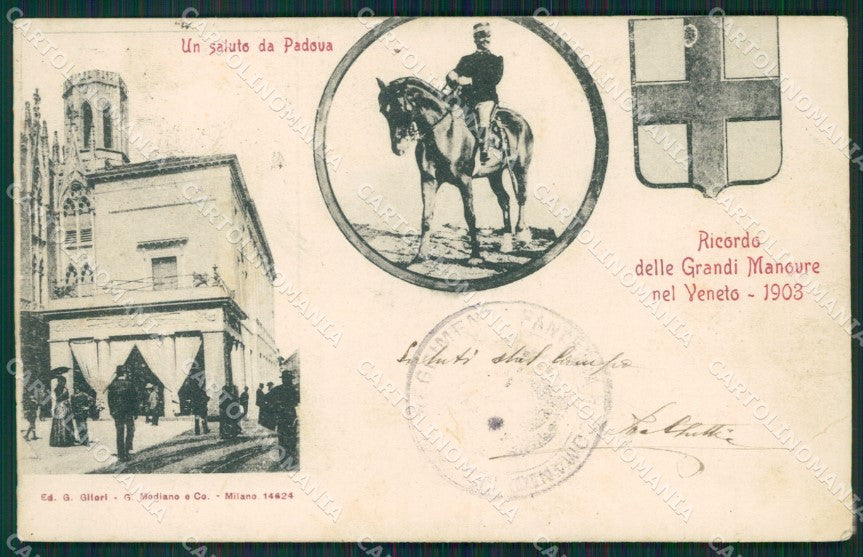Padova Città Savoia Ricordo Grandi Manovre 1903 cartolina QT1617 – fronte