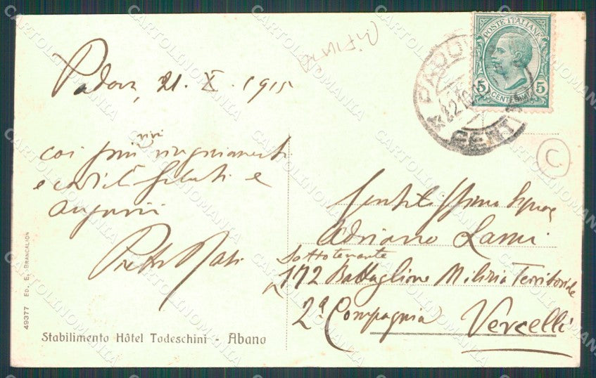 Padova Abano Terme RIFILATA cartolina QT1631 – retro