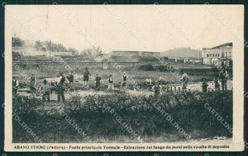 Padova Abano Terme Estrazione dei Fanghi cartolina QT1672 – fronte