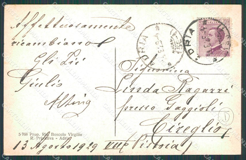 Rovigo Adria PIEGHE cartolina QT1796 – retro